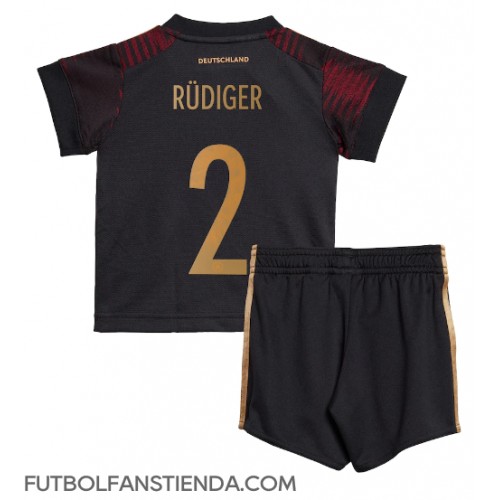 Alemania Antonio Rudiger #2 Segunda Equipación Niños Mundial 2022 Manga Corta (+ Pantalones cortos)